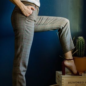 Express Columnist mid rise ankle trouser plaid 0